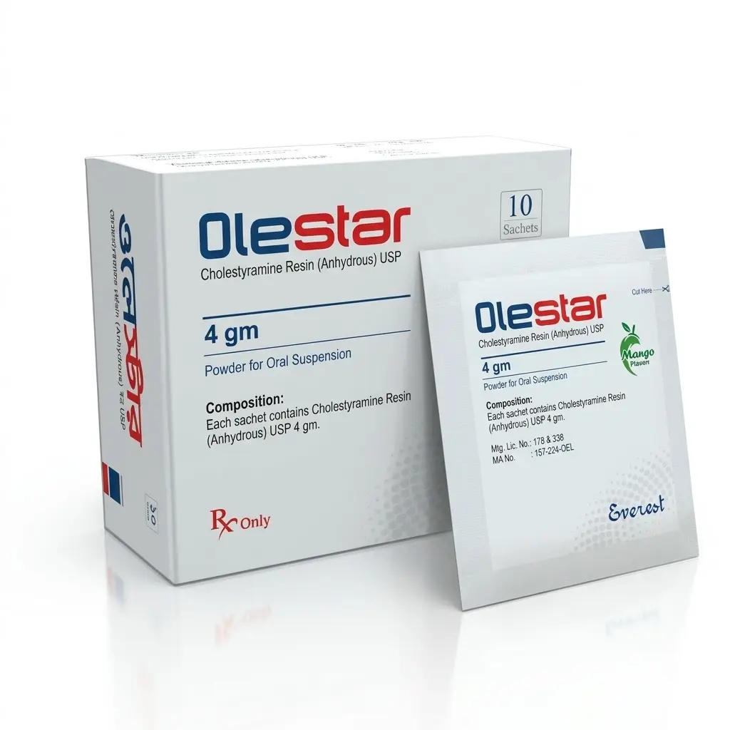 Olestar — Cholestyramine Resin 4 gm, 10 product-page.units_short, Everest